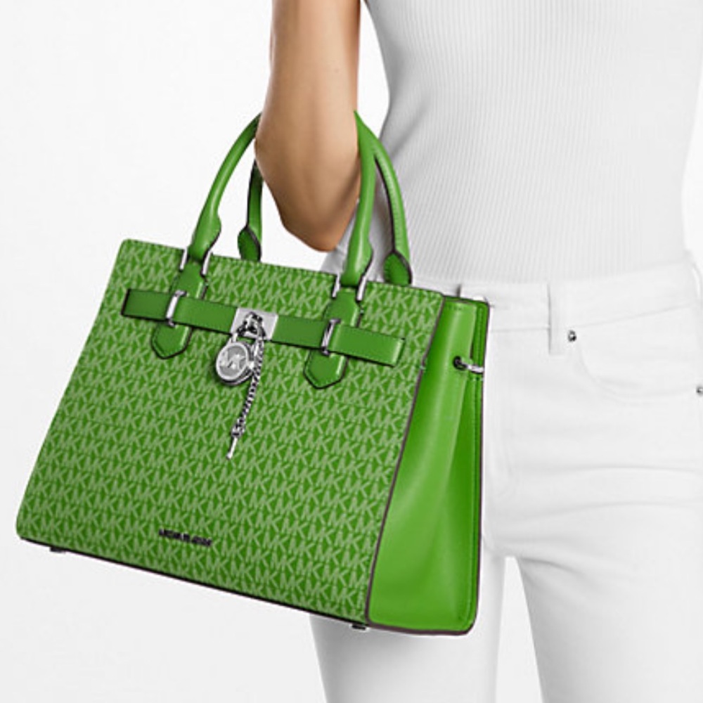 Michael Kors Hamilton Medium Signature Logo Satchel
Jungle Green 
NWT